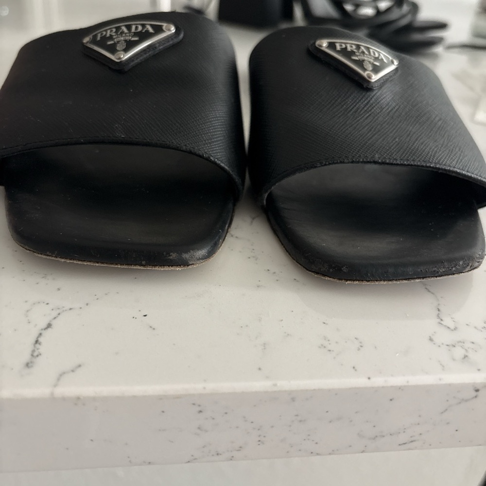 Prada Women's Black Logo Slide Sandals - Picture 3 of 4